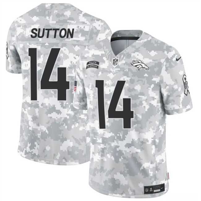 Mens Denver Broncos #14 Courtland Sutton 2024 F.U.S.E Arctic Camo Salute To Service Limited Stitched Football Jersey Dzhi